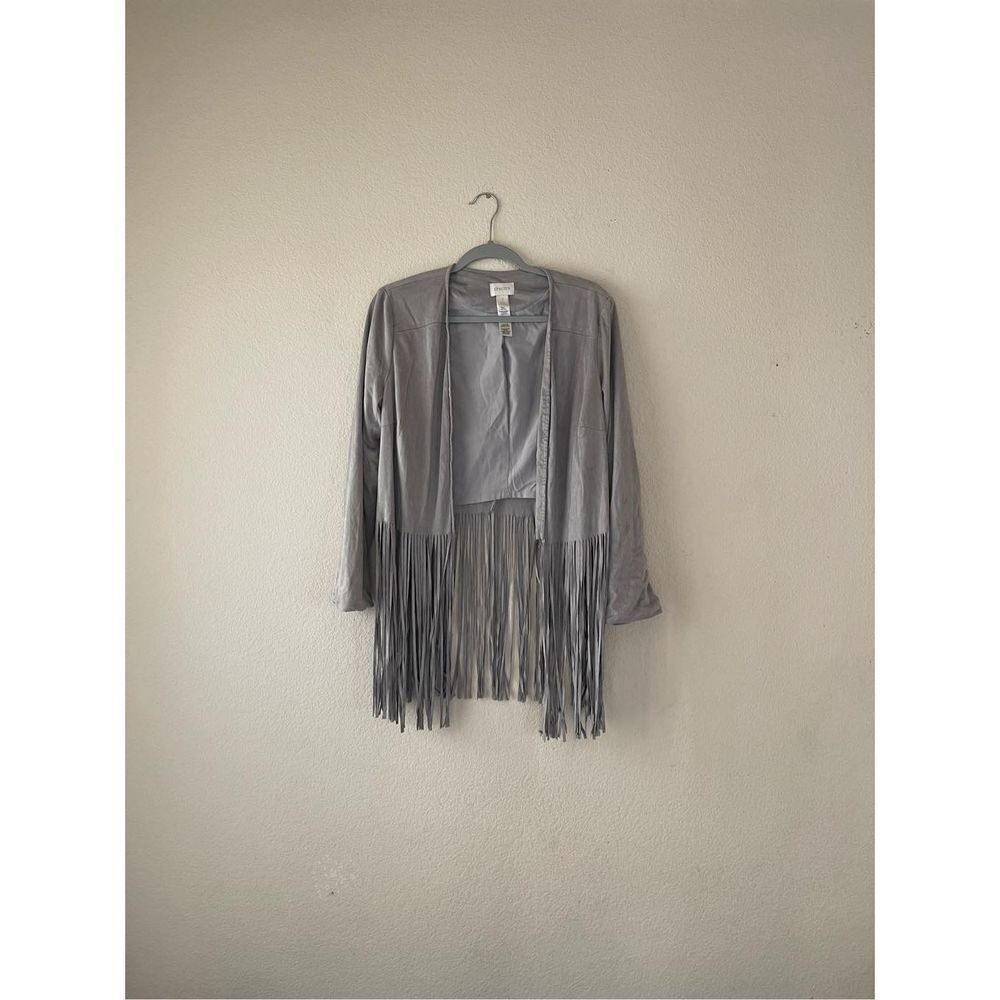 Chicos vegan‎ suede fringe cardigan medium